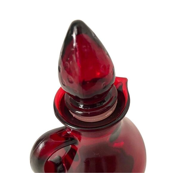 Vintage Avon Ruby Red Glass Strawberry Cruet - Picture 5 of 7